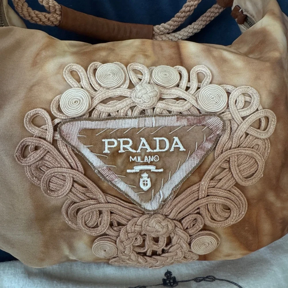 PRADA Nylon Tie Dye Knot Embellished Rope‎ hobo Bag - Picture 5 of 12